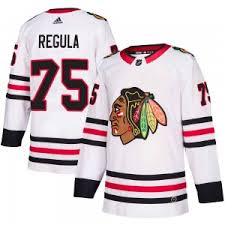 Mens Chicago Blackhawks #75 Alec Regula Adidas Away White Stitched Jersey