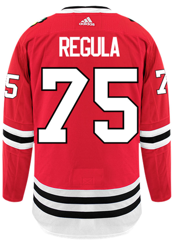 Mens Chicago Blackhawks #75 Alec Regula Stitched Adidas Home Red Stitched Jersey