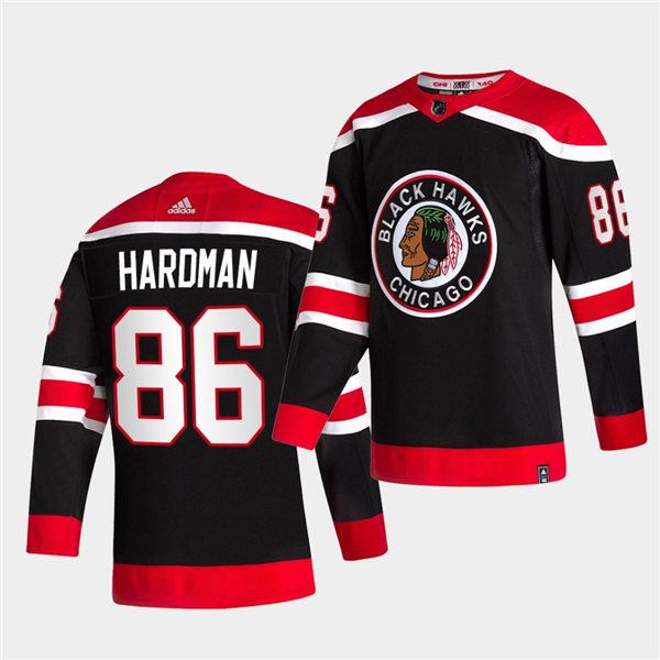 Mens Chicago Blackhawks #86 Mike Hardman Adidas Black 2020-21 Reverse Retro Stitched Jersey