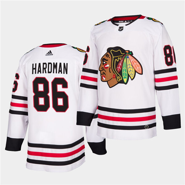 Mens Chicago Blackhawks #86 Mike Hardman Stitched Adidas Away White Stitched Jersey