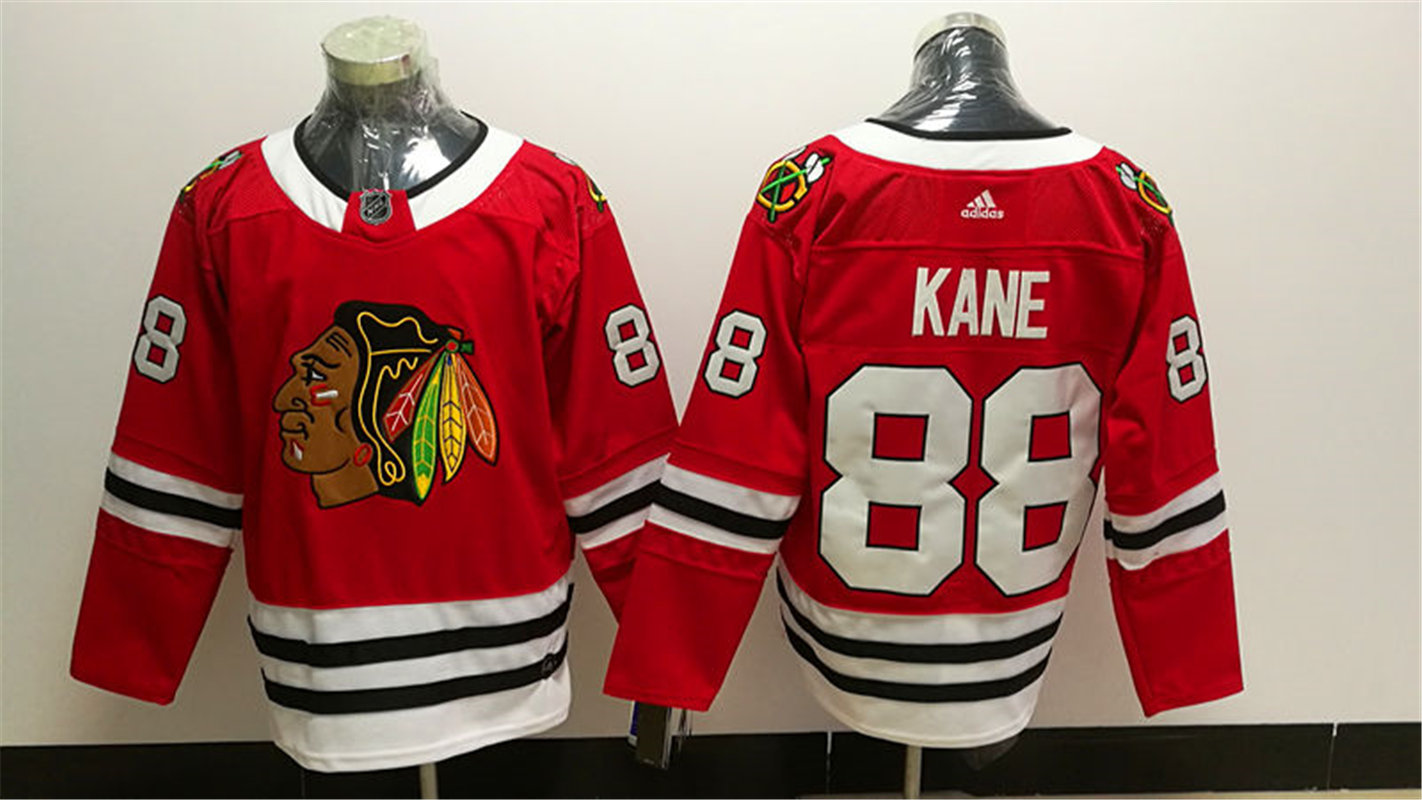 Mens Chicago Blackhawks #88 Patrick Kane Adidas Home Red Stitched Jersey