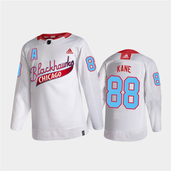 Mens Chicago Blackhawks #88 Patrick Kane Adidas White One Community Night Stitched Jersey