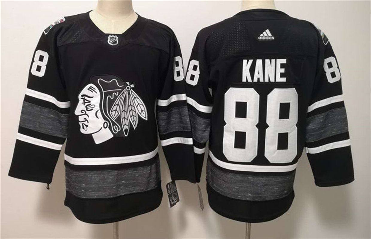 Mens Chicago Blackhawks #88 Patrick Kane adidas Black 2019 NHL All-Star Game Stitched Jersey