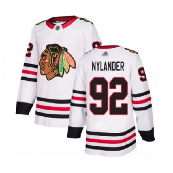 Mens Chicago Blackhawks #92 Alexander Nylander Adidas Away White Stitched Jersey