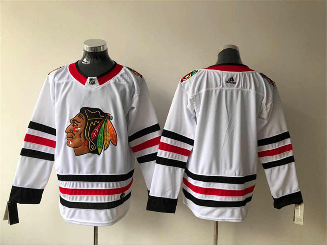 Mens Chicago Blackhawks Blank Adidas Away White Stitched Jersey