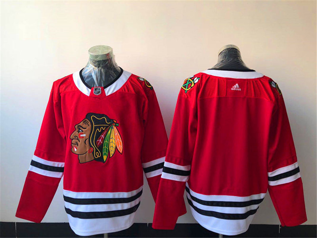 Mens Chicago Blackhawks Blank Adidas Home Red Stitched Jersey