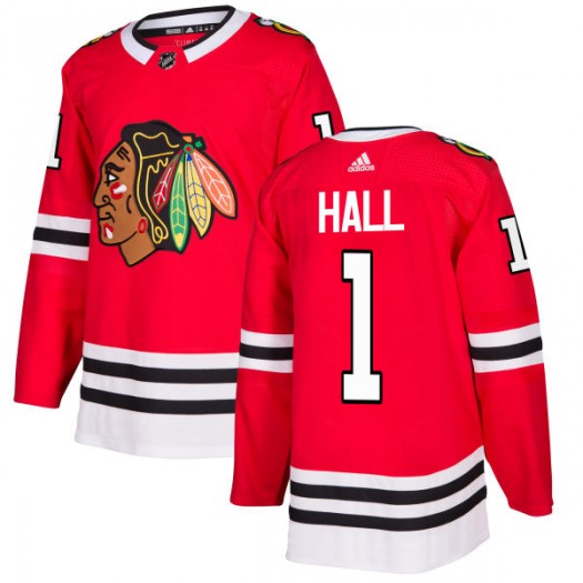 Mens Chicago Blackhawks Retired Player #1 Glenn Hall Adidas Home Red Stitched Jersey
