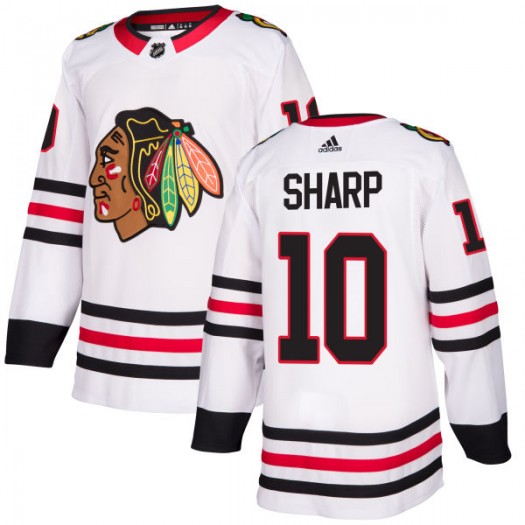 Mens Chicago Blackhawks Retired Player #10 Patrick Sharp Adidas Away White Stitched Jersey