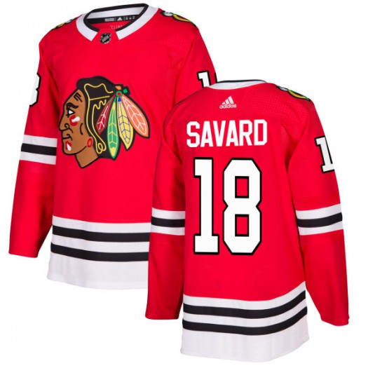 Mens Chicago Blackhawks Retired Player #18 Denis Savard Adidas Home Red Stitched Jersey