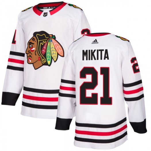 Mens Chicago Blackhawks Retired Player #21 Stan Mikita Adidas Away White Stitched Jersey