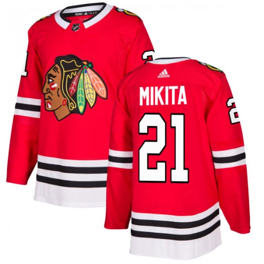 Mens Chicago Blackhawks Retired Player #21 Stan Mikita Adidas Home Red Stitched Jersey