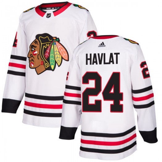 Mens Chicago Blackhawks Retired Player #24 Martin Havlat Adidas Away White Stitched Jersey