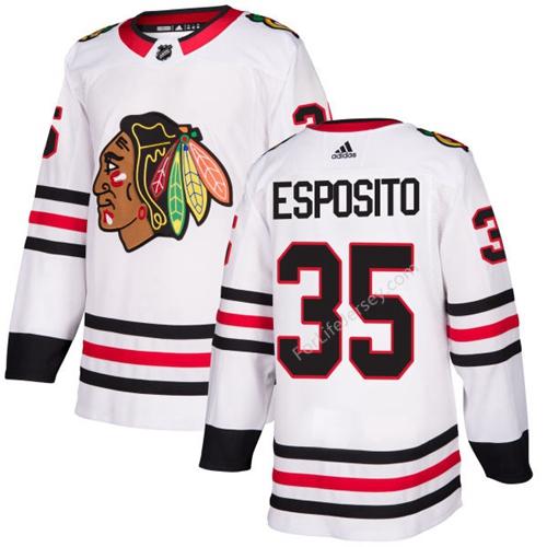 Mens Chicago Blackhawks Retired Player #35 Tony Esposito Adidas Away White Stitched Jersey