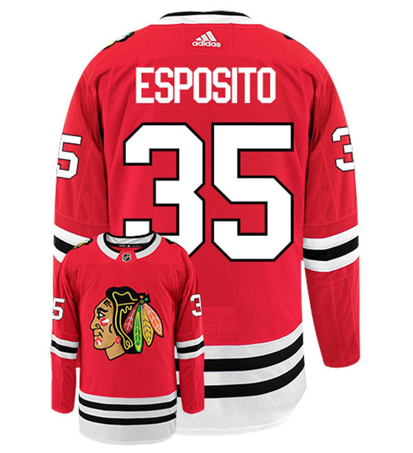 Mens Chicago Blackhawks Retired Player #35 Tony Esposito Adidas Home Red Jersey Stitched