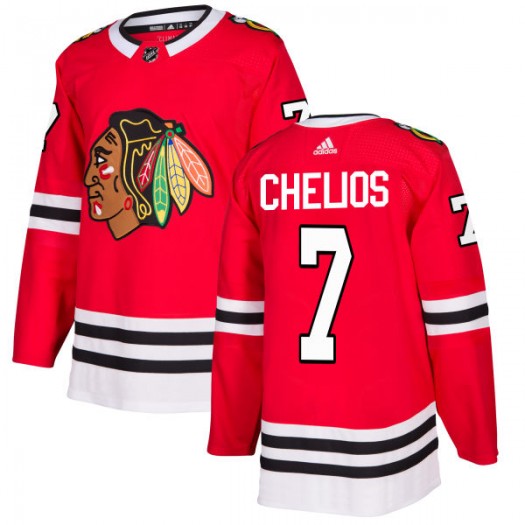 Mens Chicago Blackhawks Retired Player #7 Chris Chelios Adidas Home Red Stitched Jersey