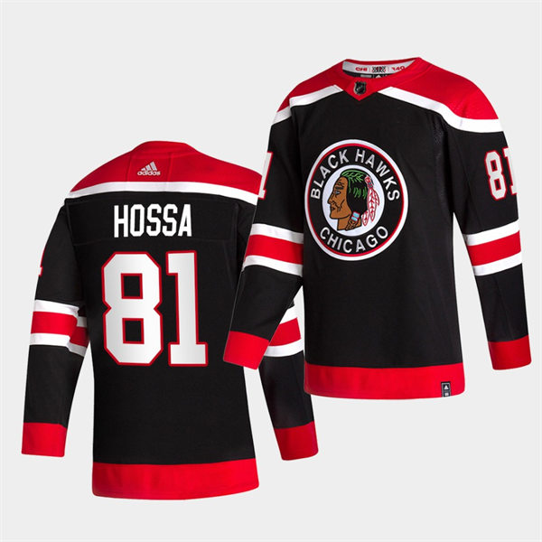 Mens Chicago Blackhawks Retired Player #81 Marian Hossa Black Alternate 2020-21 Reverse Retro Stitched Jersey
