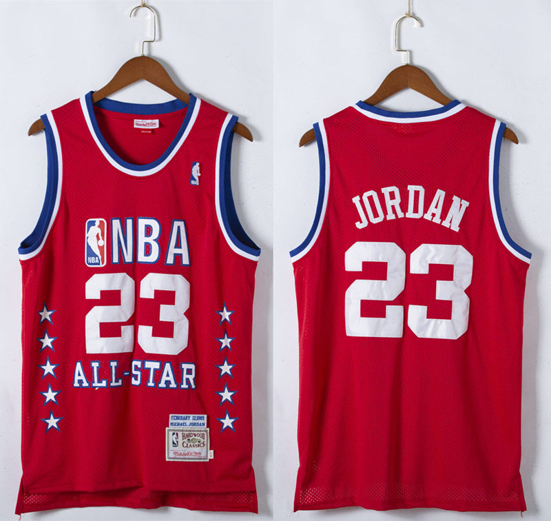 Mens Chicago Bulls #23 Michael Jordan 1998 NBA All Star Red Mitchell & Ness Hardwood Classics Throwback Jersey