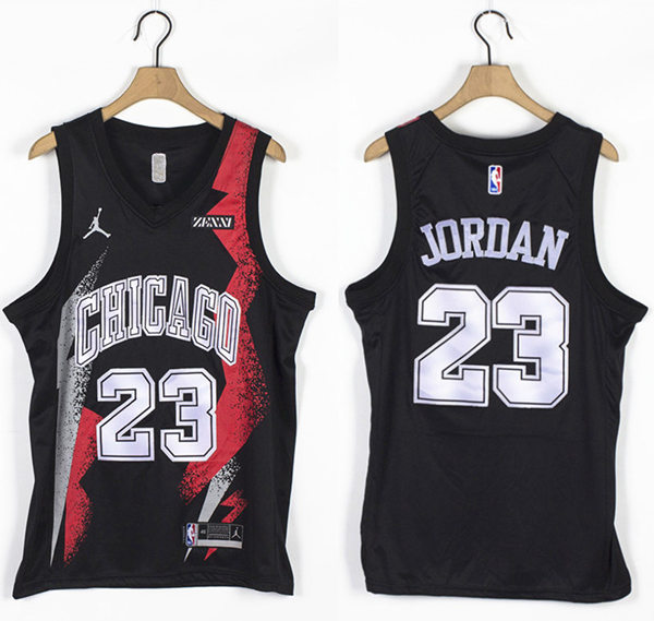 Mens Chicago Bulls #23 Michael Jordan Stitched 2021 Black Fashion Jersey