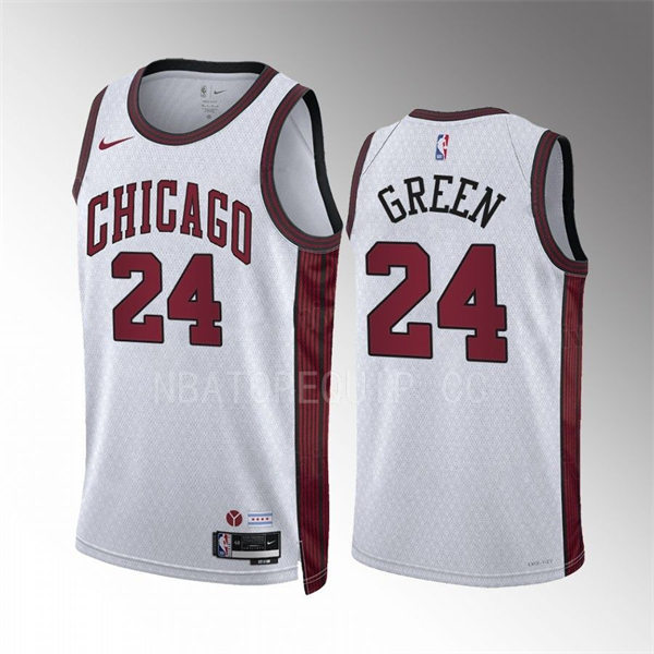 Mens Chicago Bulls #24 Javonte Green 2022-23 City Edition Swingman Jersey White