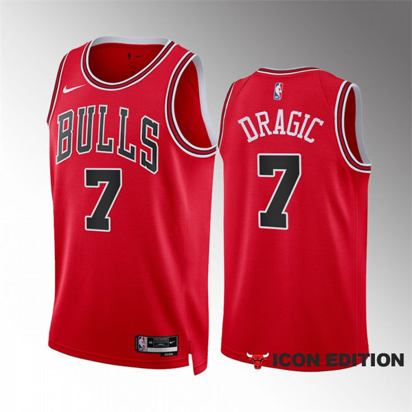 Mens Chicago Bulls #7 Goran Dragic Red 2022-23 Icon Edition Swingman Jersey