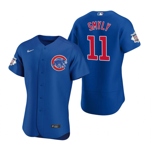 Mens Chicago Cubs #11 Drew Smyly Nike Royal Alternate Flex Base Player Jersey