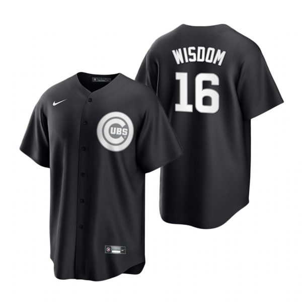 Mens Chicago Cubs #16 Patrick Wisdom Nike 2021 Black Fashion Jersey