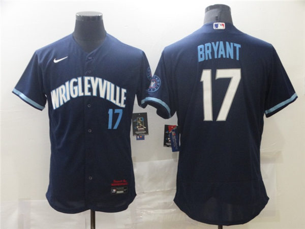 Mens Chicago Cubs #17 Kris Bryant Nike Navy 2021 City Connect Authentic Jerseys