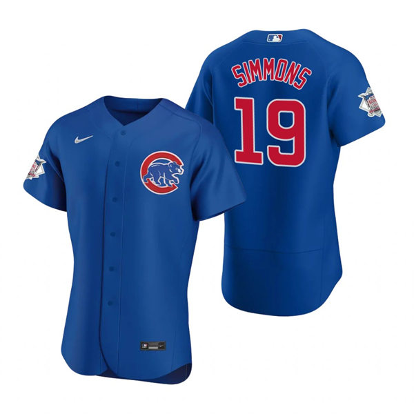 Mens Chicago Cubs #19 Andrelton Simmons Nike Royal Alternate Flex Base Player Jersey