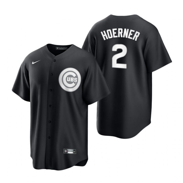 Mens Chicago Cubs #2 Nico Hoerner Nike 2021 Black Fashion Jersey