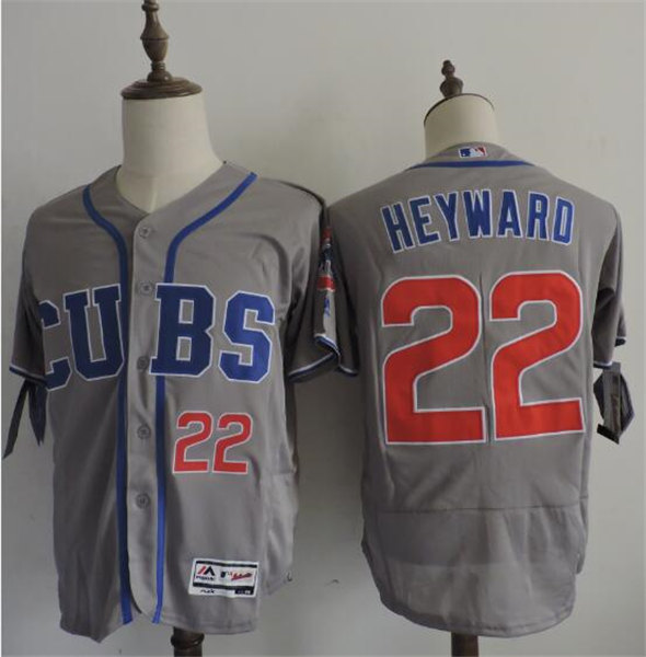 Mens Chicago Cubs #22 Jason Heyward Majestic Grey Cubs Flex Base Player Jersey
