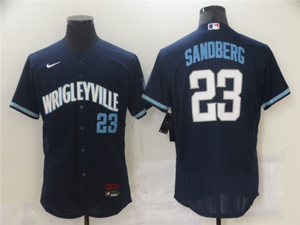 Mens Chicago Cubs #23 Ryne Sandberg Nike Navy 2021 City Connect Authentic Jerseys