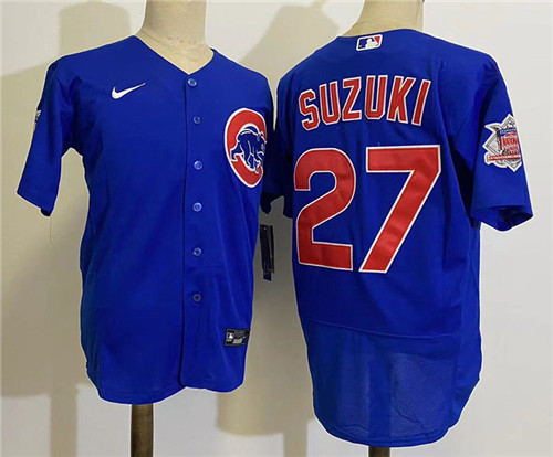 Mens Chicago Cubs #27 Seiya Suzuki Nike Royal Alternate Flex Base Player Jerseys
