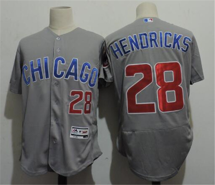 Mens Chicago Cubs #28 Kyle Hendricks Majestic Grey Flex Base Player Jersey