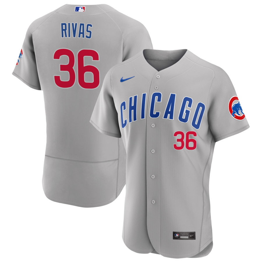 Mens Chicago Cubs #36 Alfonso Rivas Nike Gray Road FlexBase Player Jersey