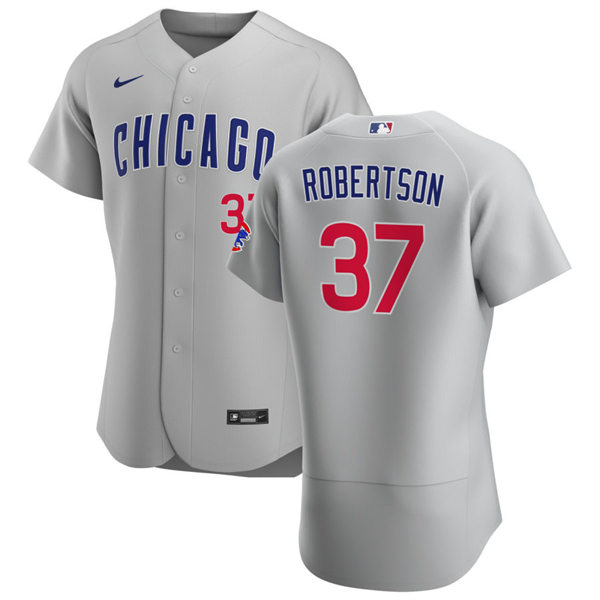Mens Chicago Cubs #37 David Robertson Nike Gray Road Flex Base Player Jersey
