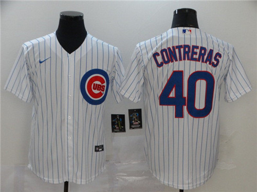 Mens Chicago Cubs #40 Willson Contreras Nike White Cool Base Player Baseball Jerseys