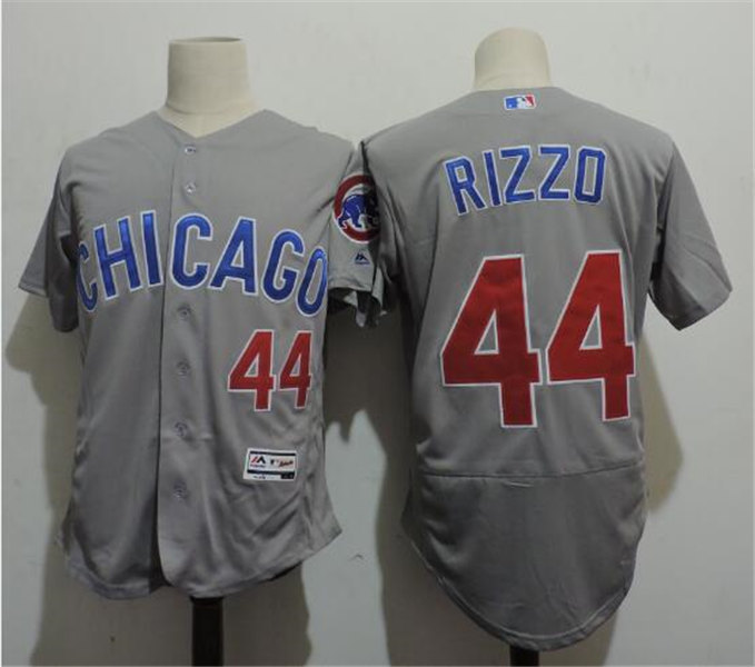 Mens Chicago Cubs #44 Anthony Rizzo Majestic Grey Flex Base Player Jersey