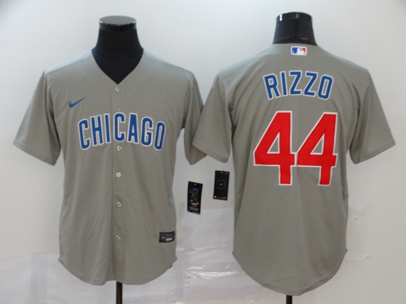 Mens Chicago Cubs #44 Anthony Rizzo Nike Gray Road Cool Base Player Baseball Jerseys