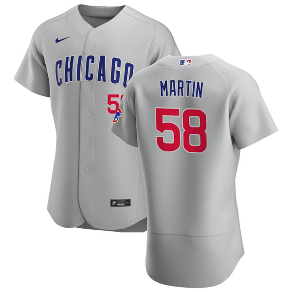 Mens Chicago Cubs #58 Chris Martin Nike Gray Road Flex Base Player Jersey