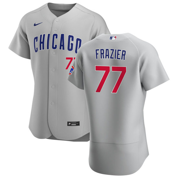 Mens Chicago Cubs #77 Clint Frazier Nike Gray Road Flex Base Player Jersey