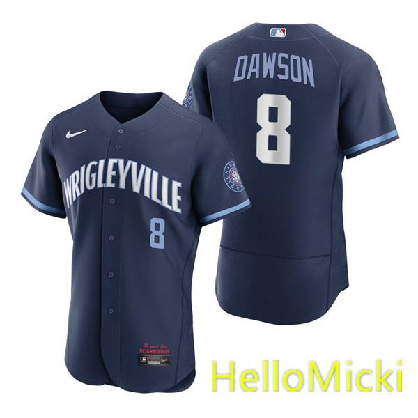 Mens Chicago Cubs #8 Andre Dawson Nike Navy 2021 City Connect Authentic Jersey