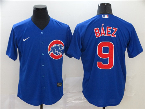Mens Chicago Cubs #9 Javier Baez Nike Royal Alternate Cool Base Player Baseball Jerseys