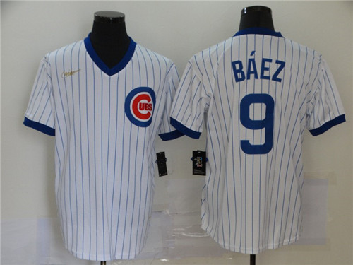 Mens Chicago Cubs #9 Javier Baez Nike White Pullover Cooperstown Baseball Jerseys