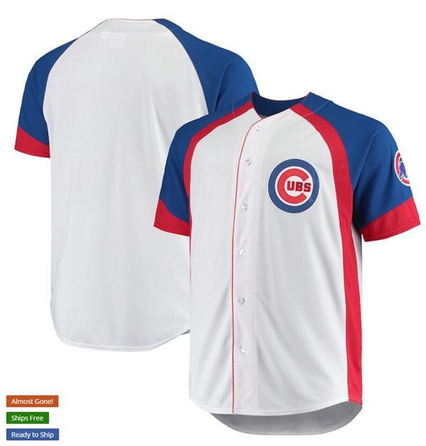 Mens Chicago Cubs Custom ERNIE BANKS Jason Heyward Kyle Hendricks Willson Contreras MARK GRACE White Royal Color Block Jersey