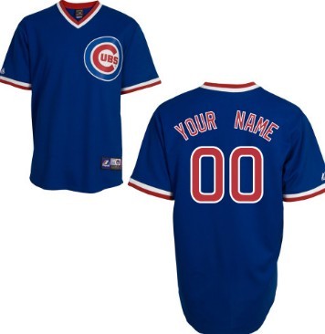 Mens Chicago Cubs Customized Blue Pullover Throwback Jersey