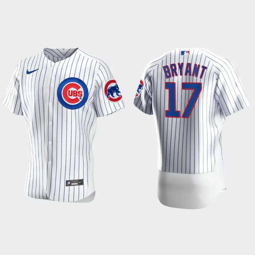 Mens Chicago Cubs Kris Bryant #17 White Authentic Jersey