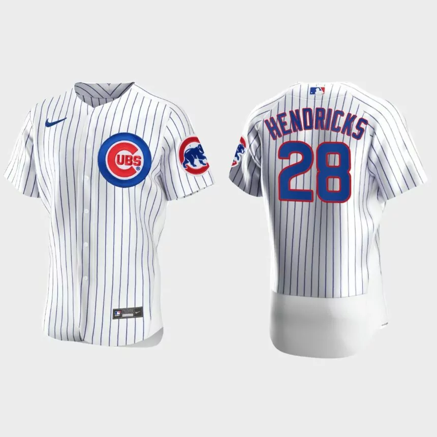 Mens Chicago Cubs Kyle Hendricks #28 White Authentic Jersey