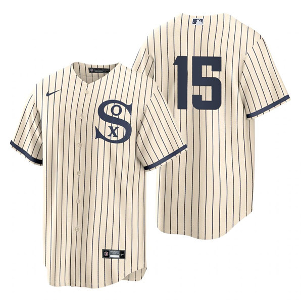 Mens Chicago White Sox #15 Adam Engel Nike White PIN STRIPE 2021 Field of Dreams Jersey
