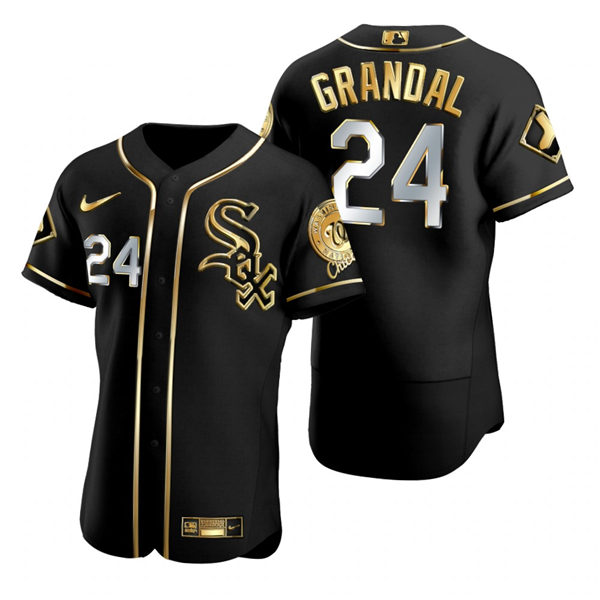 Mens Chicago White Sox #24 Yasmani Grandal Nike Black Golden Edition Stitched Jersey