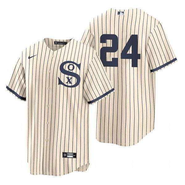 Mens Chicago White Sox #24 Yasmani Grandal Nike White PIN STRIPE 2021 Field of Dreams Jersey